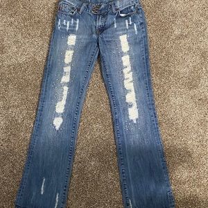 Seven Mankind Flare Denim Ripped Distressed Jeans